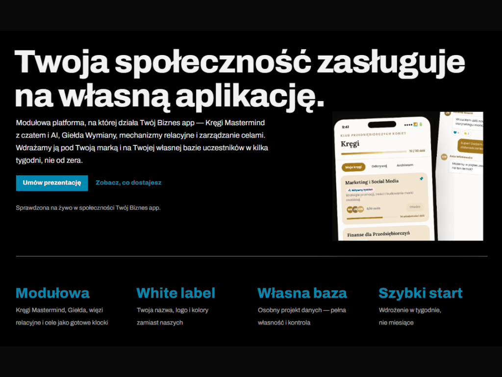 Silnik Społeczności — aplikacja white-label dla społeczności