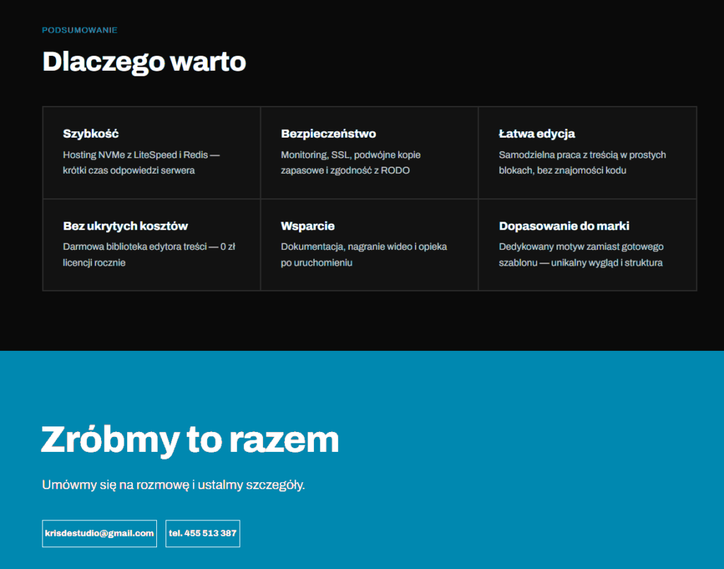 Strony wizytówkowe, landing page i sklepy internetowe